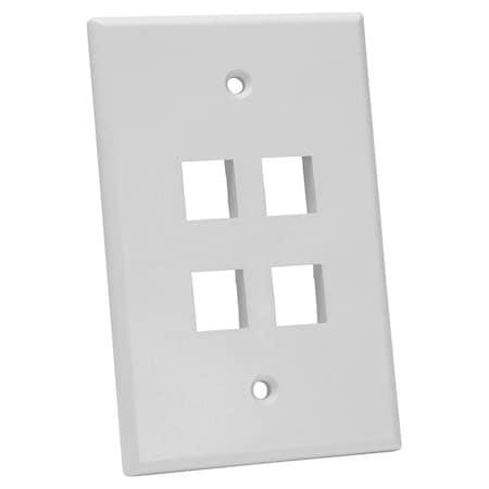 Quest Technology International Oversized Keystone Wall Plate, Single-Gang - 4 Ports, White NFP-5048